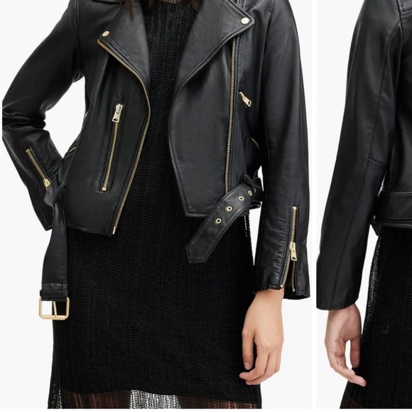 All saints leather jacket US size 4 - Picture 2 of 8